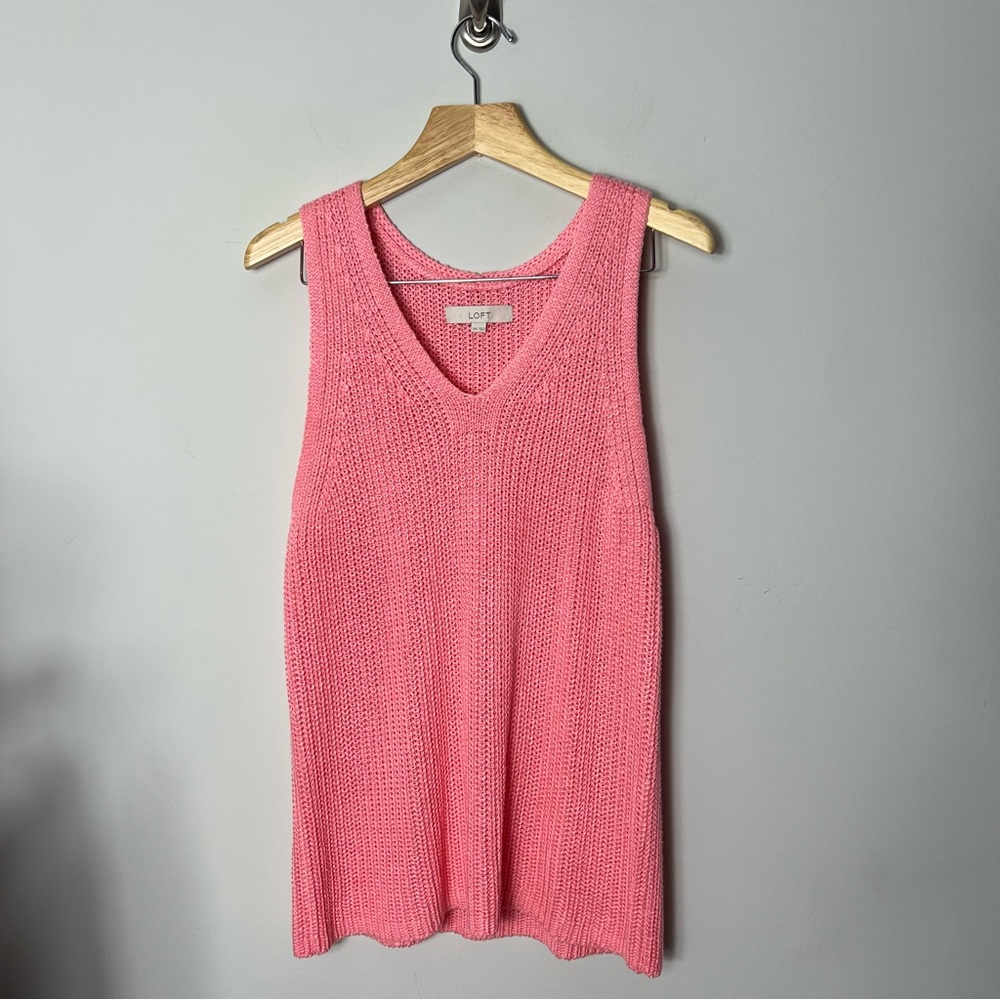 LOFT Knit Tank Sleeveless Sweater Coral Pink XXL 30
